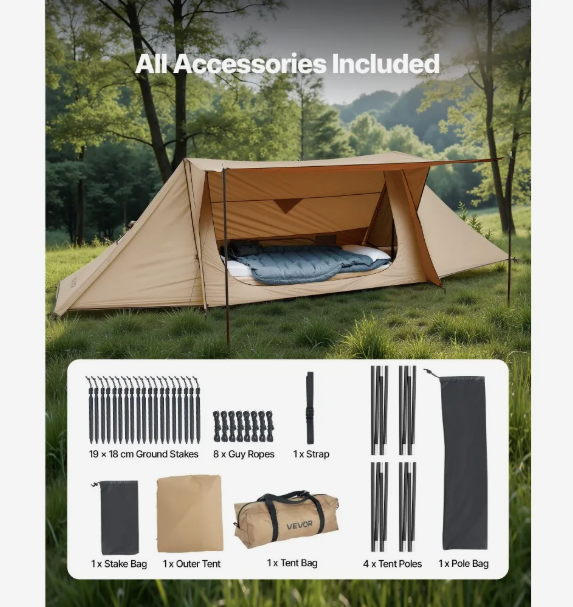 VEVOR LIGHTWEIGHT HOT TENT WITH STOVE JACK